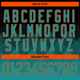 Custom Black Teal-Orange 3D Pattern Gradient Square Shapes Hockey Lace Neck Jersey