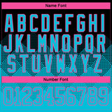 Custom Black Lakes Blue-Pink 3D Pattern Gradient Square Shapes Hockey Lace Neck Jersey