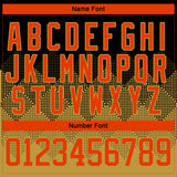 Custom Black Orange-Old Gold 3D Pattern Gradient Square Shapes Hockey Lace Neck Jersey