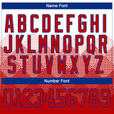 Custom White Red-Royal 3D Pattern Gradient Square Shapes Hockey Lace Neck Jersey