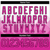 Custom White Deep Pink-Black 3D Pattern Gradient Square Shapes Hockey Lace Neck Jersey