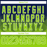 Custom Navy Neon Green-White 3D Pattern Gradient Square Shapes Hockey Lace Neck Jersey
