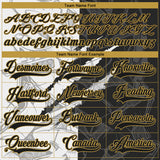 Custom Black White-Old Gold 3D Pattern Gradient Fashion Scratch Hockey Lace Neck Jersey