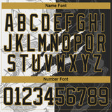 Custom Black White-Old Gold 3D Pattern Gradient Fashion Scratch Hockey Lace Neck Jersey