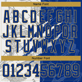 Custom Royal White-Old Gold 3D Pattern Gradient Fashion Scratch Hockey Lace Neck Jersey