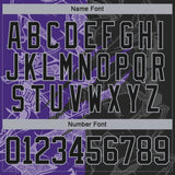 Custom Black Purple-Gray 3D Pattern Gradient Fashion Scratch Hockey Lace Neck Jersey