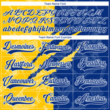 Custom Royal Yellow-White 3D Pattern Gradient Fashion Scratch Hockey Lace Neck Jersey