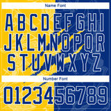 Custom Royal Yellow-White 3D Pattern Gradient Fashion Scratch Hockey Lace Neck Jersey