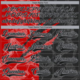 Custom Black Red-Gray 3D Pattern Gradient Fashion Scratch Hockey Lace Neck Jersey