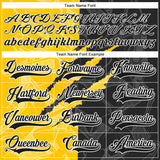 Custom Black Yellow-White 3D Pattern Gradient Fashion Scratch Hockey Lace Neck Jersey