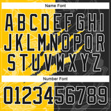 Custom Black Yellow-White 3D Pattern Gradient Fashion Scratch Hockey Lace Neck Jersey