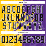 Custom Purple Black Yellow-White 3D Pattern Gradient Fashion Scratch Hockey Lace Neck Jersey