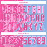 Custom Light Blue Pink-White 3D Pattern Gradient Fashion Scratch Hockey Lace Neck Jersey