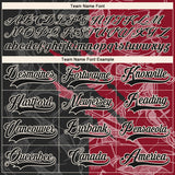 Custom Black Crimson-Cream 3D Pattern Gradient Fashion Scratch Hockey Lace Neck Jersey