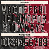 Custom Black Crimson-Cream 3D Pattern Gradient Fashion Scratch Hockey Lace Neck Jersey