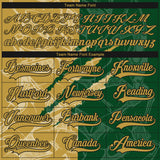 Custom Green Old Gold-Black 3D Pattern Gradient Fashion Scratch Hockey Lace Neck Jersey