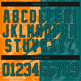 Custom Teal Bay Orange-Black 3D Pattern Gradient Fashion Scratch Hockey Lace Neck Jersey