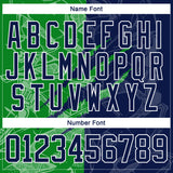 Custom Navy Grass Green-White 3D Pattern Gradient Fashion Scratch Hockey Lace Neck Jersey