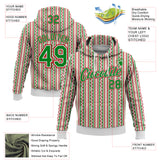 Custom Stitched White Grass Green-Red 3D Christmas Stripe Sports Pullover Sweatshirt Hoodie