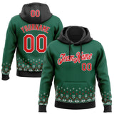 Custom Stitched Green Red-White 3D Christmas Sports Pullover Sweatshirt Hoodie