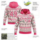 Custom Stitched White Neon Pink-White 3D Christmas Ugly Sweater Sports Pullover Sweatshirt Hoodie