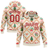 Custom Stitched Cream Red-Cream 3D Christmas Patchwork Sports Pullover Sweatshirt Hoodie