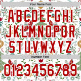 Custom Stitched White Red-White 3D Christmas Floral Sports Pullover Sweatshirt Hoodie