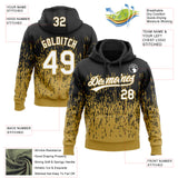 Custom Stitched Black White-Old Gold 3D Pattern Design Abstract Shape Sports Pullover Sweatshirt Hoodie