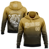 Custom Stitched Black Old Gold-White 3D Pattern Design Leopardo Sports Pullover Sweatshirt Hoodie