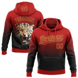 Custom Stitched Black Red-Old Gold 3D Pattern Design Leopardo Sports Pullover Sweatshirt Hoodie