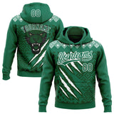 Custom Stitched Green Kelly Green-White 3D Pattern Design Leopardo Sports Pullover Sweatshirt Hoodie
