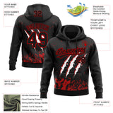 Custom Stitched Black Black-Red 3D Pattern Design Leopardo Scratch Sports Pullover Sweatshirt Hoodie
