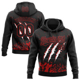 Custom Stitched Black Black-Red 3D Pattern Design Leopardo Scratch Sports Pullover Sweatshirt Hoodie