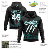 Custom Stitched Black White-Teal 3D Pattern Design Leopardo Scratch Sports Pullover Sweatshirt Hoodie