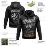 Custom Stitched Black Black-White 3D Pattern Design Wolf Sports Pullover Sweatshirt Hoodie