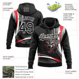 Custom Stitched Red Black-White 3D Pattern Design Wolf Sports Pullover Sweatshirt Hoodie