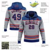 Custom Gray US Navy Blue-Red 3D Pattern Design Game Day Columbus Inspired Sports Pullover Sweatshirt Hoodie