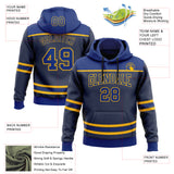 Custom Navy Royal-Gold 3D Pattern Design Game Day St.Louis Inspired Sports Pullover Sweatshirt Hoodie