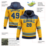 Custom Gold Navy-Powder Blue 3D Pattern Design Game Day Nashville Inspired Sports Pullover Sweatshirt Hoodie