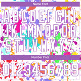 Custom Graffiti Pattern White Medium Purple-Gold 3D Splash Art Hockey Lace Neck Jersey