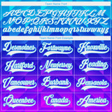 Custom Blue White Sky Blue-Purple 3D Pattern Gradient Geometric Shape Hockey Lace Neck Jersey