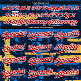 Custom Navy Red-White 3D Pattern Design Authentic Baseball Jersey