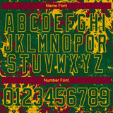 Custom Green Gold-Maroon 3D Fluid Art Splash Hockey Lace Neck Jersey