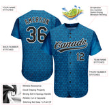 Custom Blue Black-White 3D Pattern Design Authentic Baseball Jersey