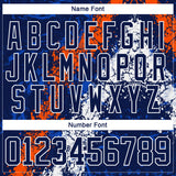 Custom Navy Thunder Blue Orange-White 3D Splash Art Hockey Lace Neck Jersey