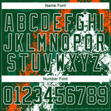 Custom Green Orange-White 3D Splash Art Hockey Lace Neck Jersey