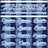 Custom Navy Light Blue-White 3D Pattern Abstract Shape Hockey Lace Neck Jersey