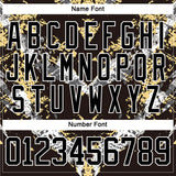 Custom Black Vegas Gold-White 3D Pattern Abstract Grunge Hockey Lace Neck Jersey