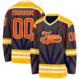 Custom Black Orange Gold Blue Cream-White 3D Pattern Cyber Mecha E-sport Hockey Jersey