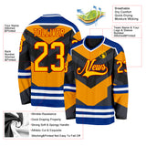 Custom Black Yellow Gray Royal Red-White 3D Pattern Cyber Mecha E-sport Hockey Jersey